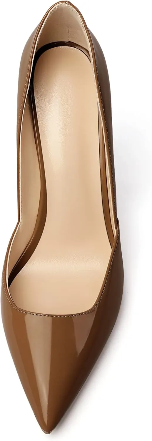 SAMMITOP Women's D'Orsay Slip On High Heels Elegant Pointy Toe Stilettos Pumps 4Inches Office Ladies Shoes