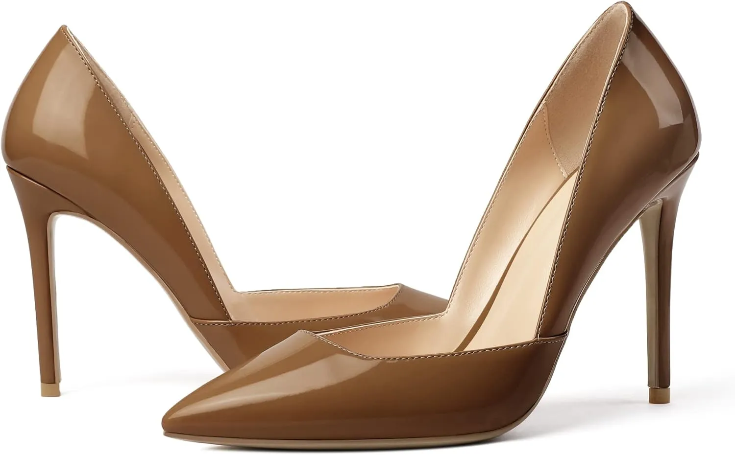 SAMMITOP Women's D'Orsay Slip On High Heels Elegant Pointy Toe Stilettos Pumps 4Inches Office Ladies Shoes