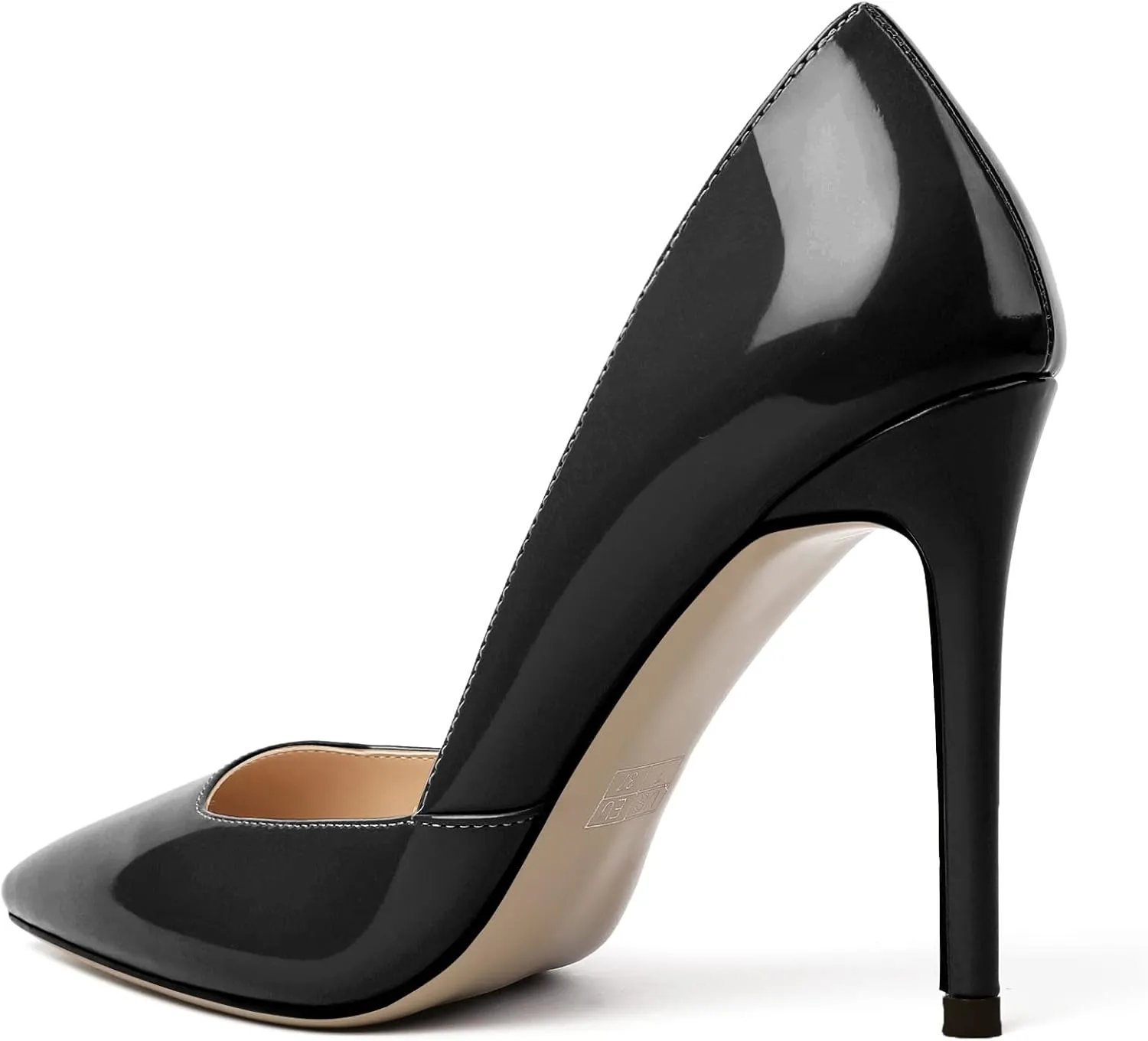 SAMMITOP Women's D'Orsay Slip On High Heels Elegant Pointy Toe Stilettos Pumps 4Inches Office Ladies Shoes