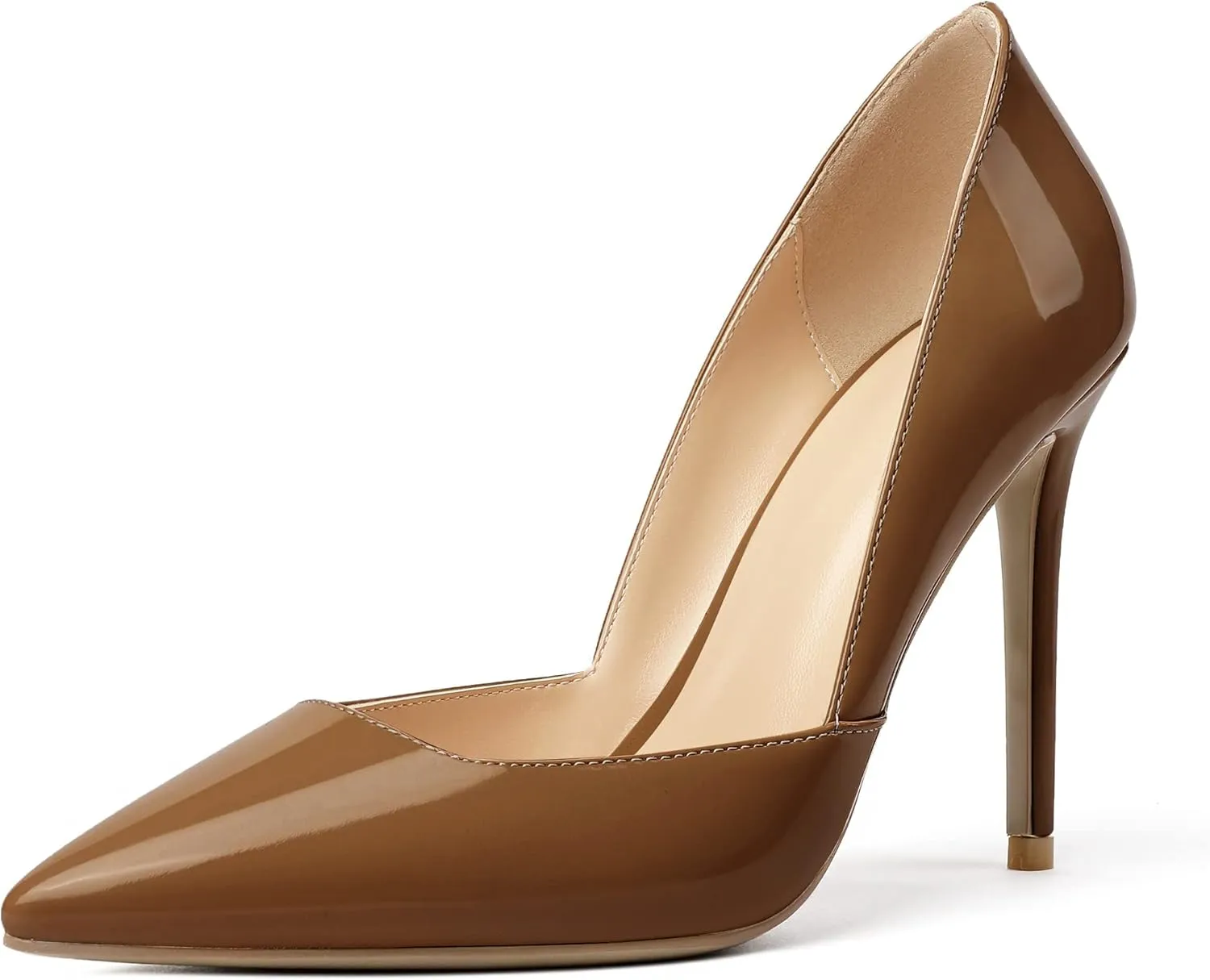 SAMMITOP Women's D'Orsay Slip On High Heels Elegant Pointy Toe Stilettos Pumps 4Inches Office Ladies Shoes