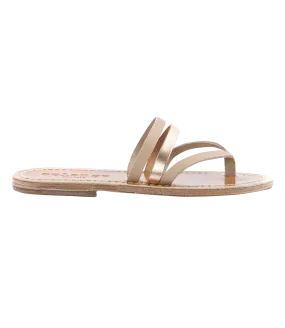 SKYROS FLAT SANDALS IN SOFT LEATHER ROSE GOLD