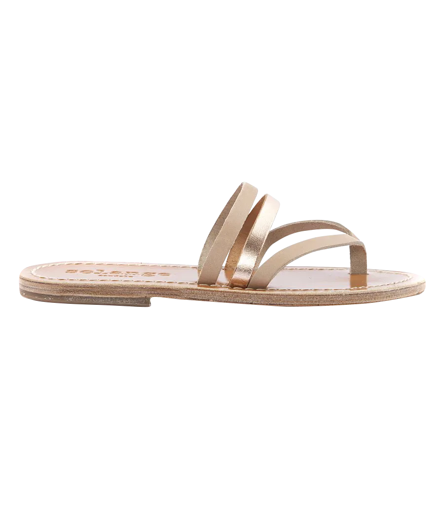 SKYROS FLAT SANDALS IN SOFT LEATHER ROSE GOLD