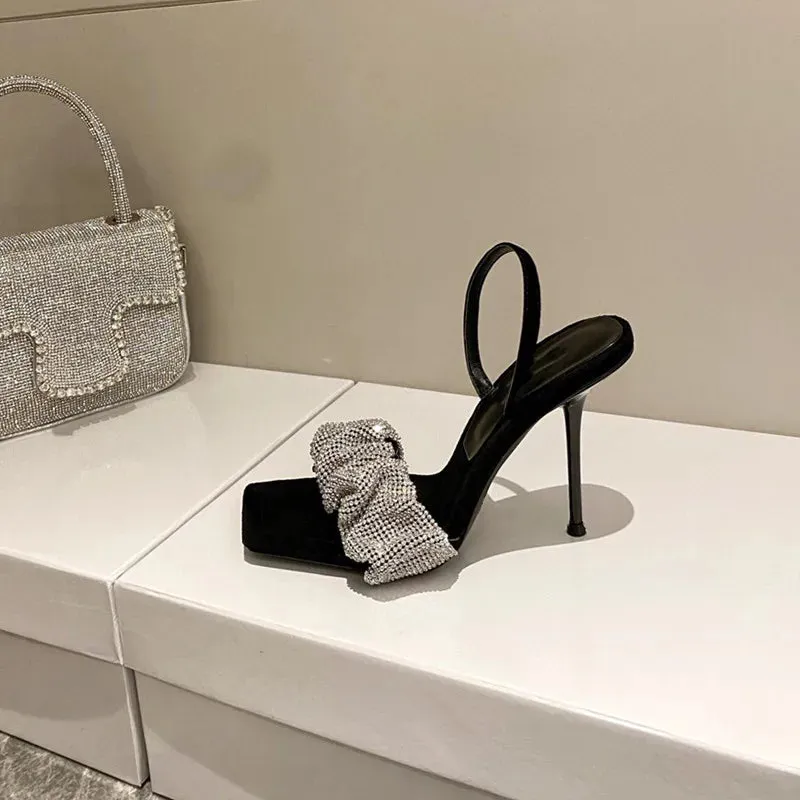 Star style Luxury Rhinestones Women Sandals Elegant stiletto High heels Slingback Gladiator sandals Summer Party Prom shoes