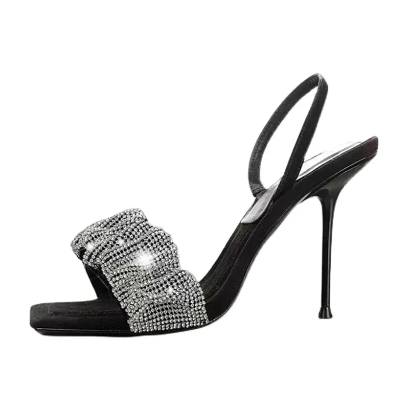 Star style Luxury Rhinestones Women Sandals Elegant stiletto High heels Slingback Gladiator sandals Summer Party Prom shoes