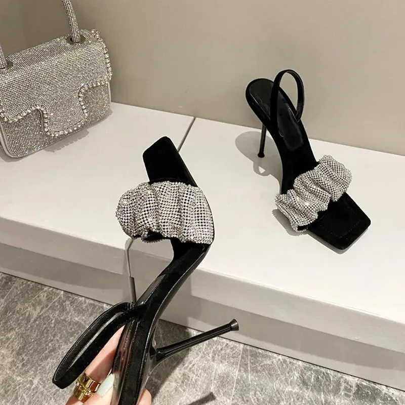 Star style Luxury Rhinestones Women Sandals Elegant stiletto High heels Slingback Gladiator sandals Summer Party Prom shoes
