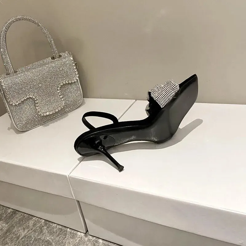 Star style Luxury Rhinestones Women Sandals Elegant stiletto High heels Slingback Gladiator sandals Summer Party Prom shoes