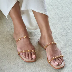 Strapped Rivet Flats- Tan