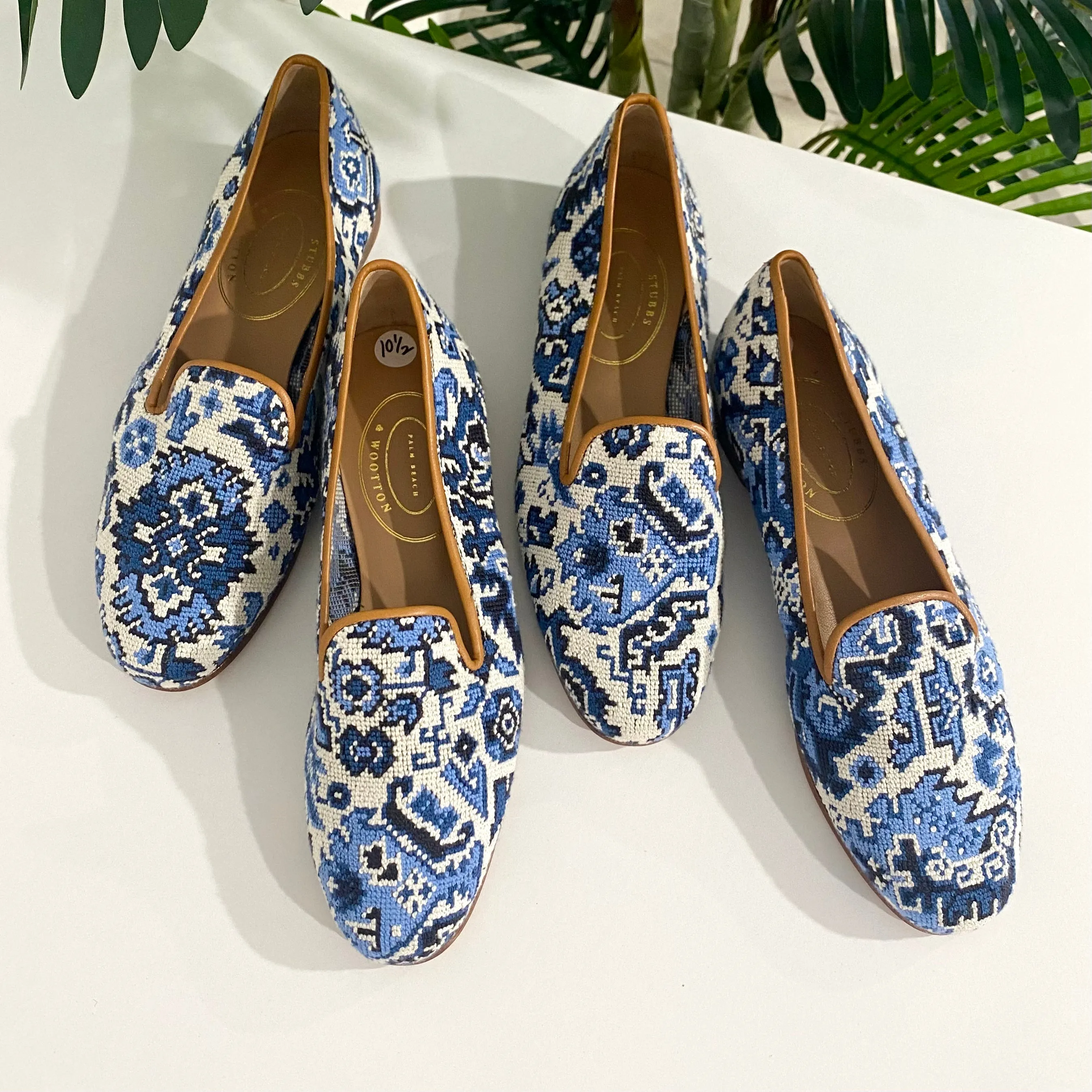 Stubbs & Wootton Blue & White Loafers size 10.5