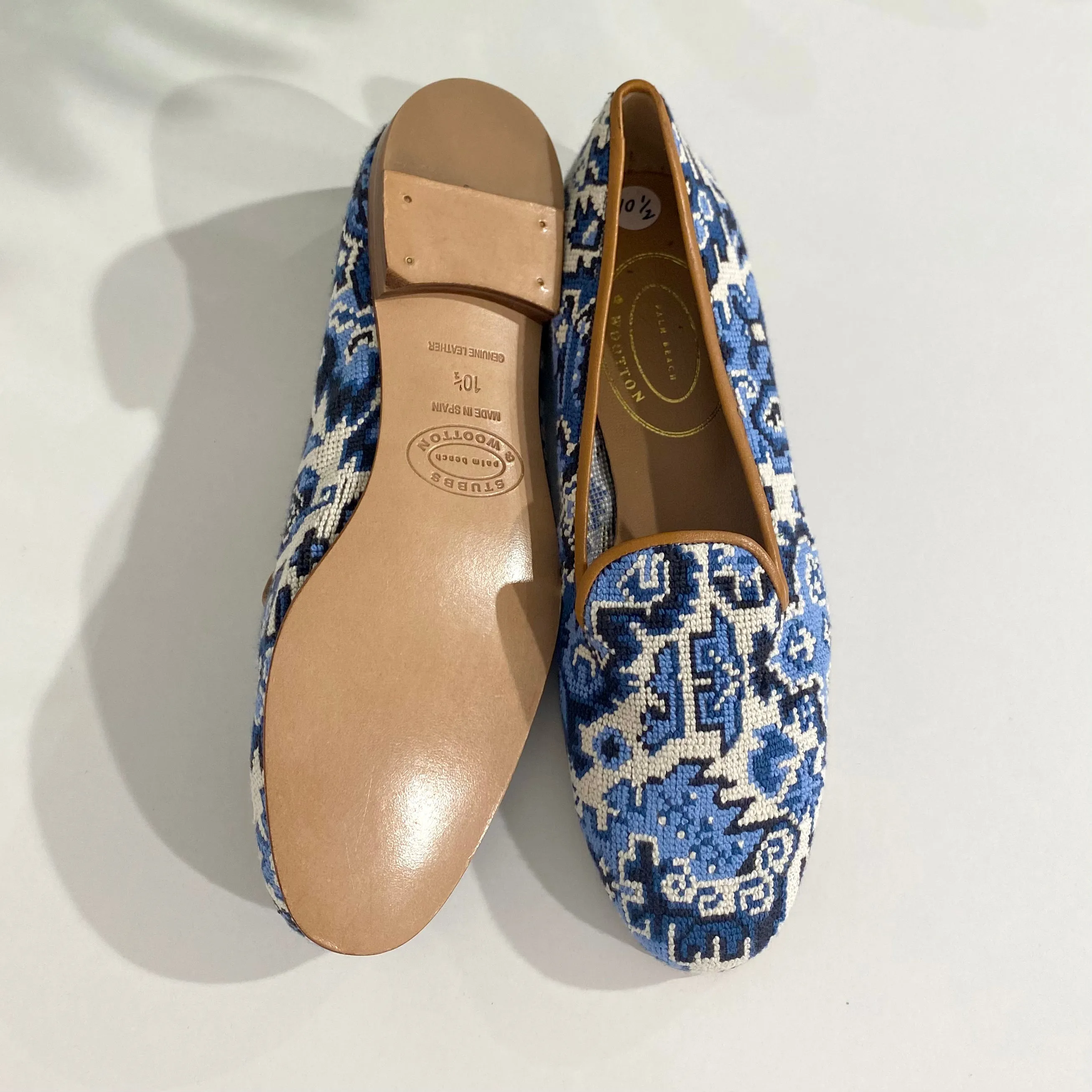 Stubbs & Wootton Blue & White Loafers size 10.5