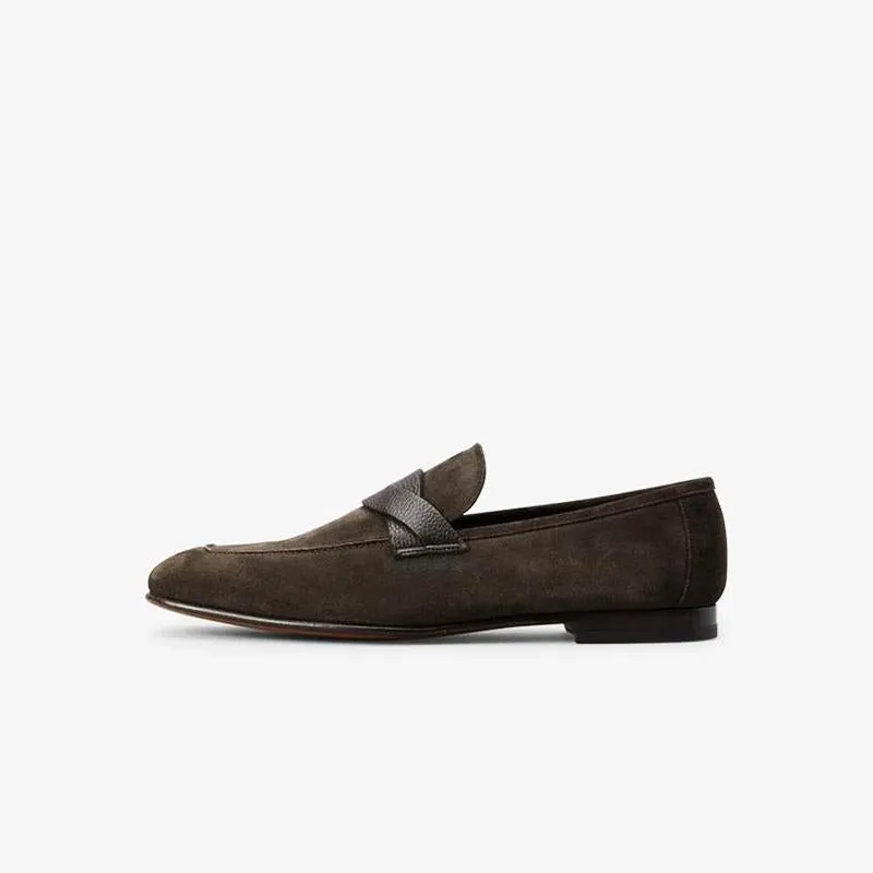 Twisted Suede Penny Loafers
