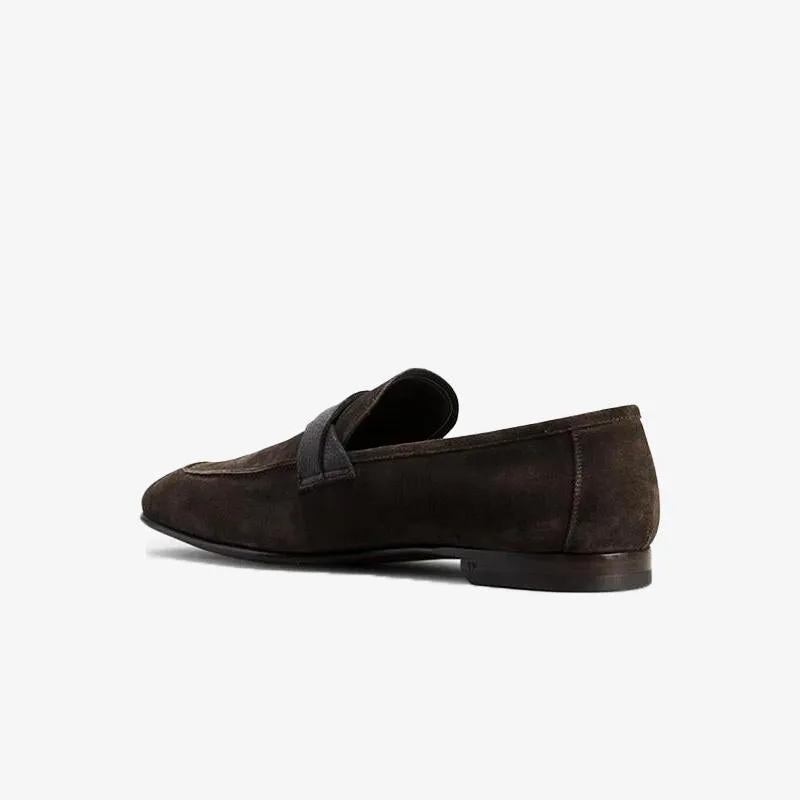 Twisted Suede Penny Loafers