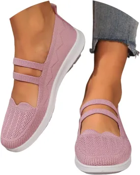 Women's Ballet Flats with Arch Support - Pointed Toe Slip-On Knit Shoes, Breathable Comfort for Dressy Office, Wedding & Formal Occasions