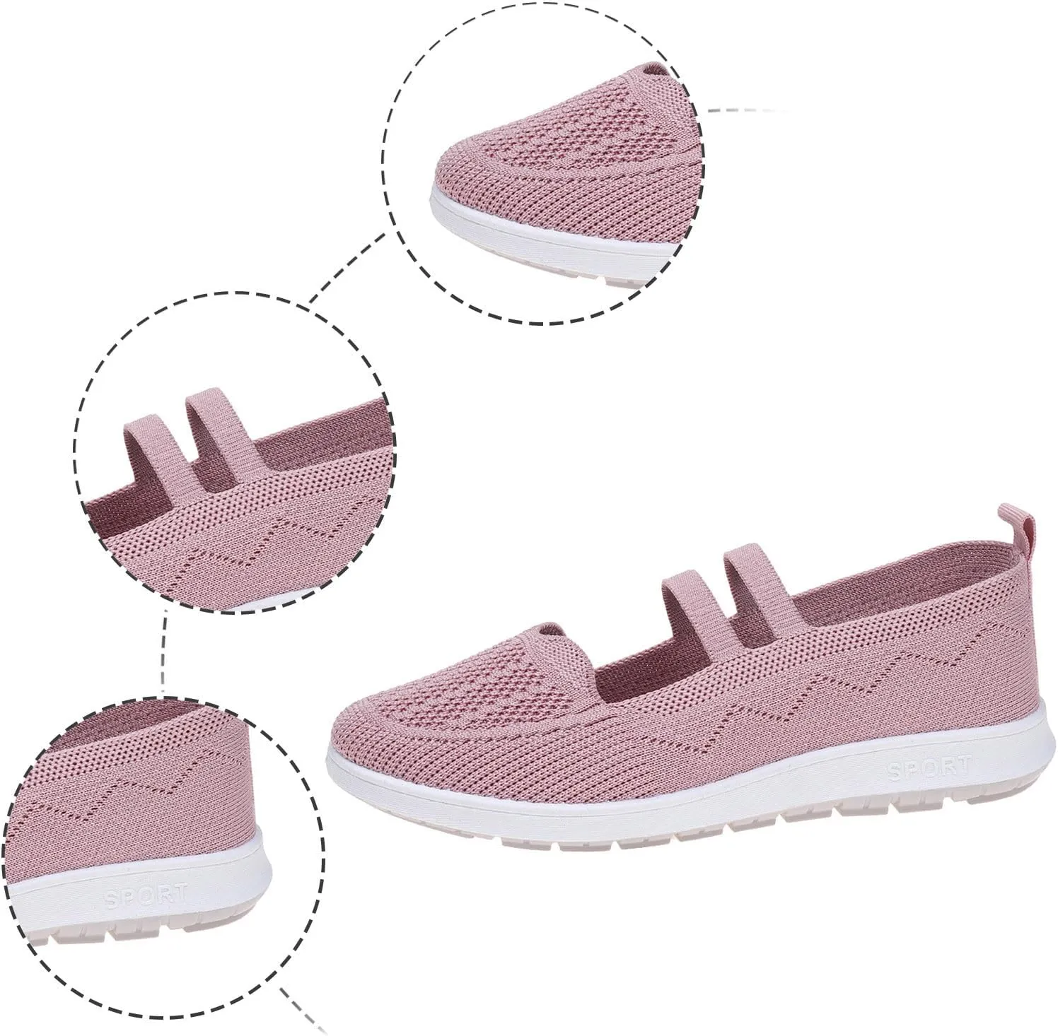 Women's Ballet Flats with Arch Support - Pointed Toe Slip-On Knit Shoes, Breathable Comfort for Dressy Office, Wedding & Formal Occasions