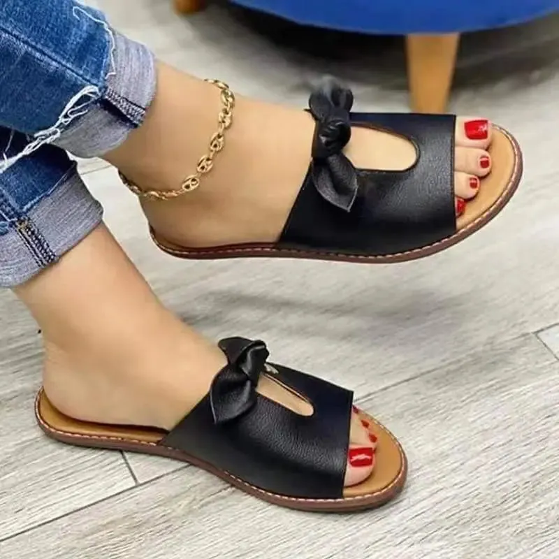 Women's Beauty Soft Leather Slide Sandals Sale