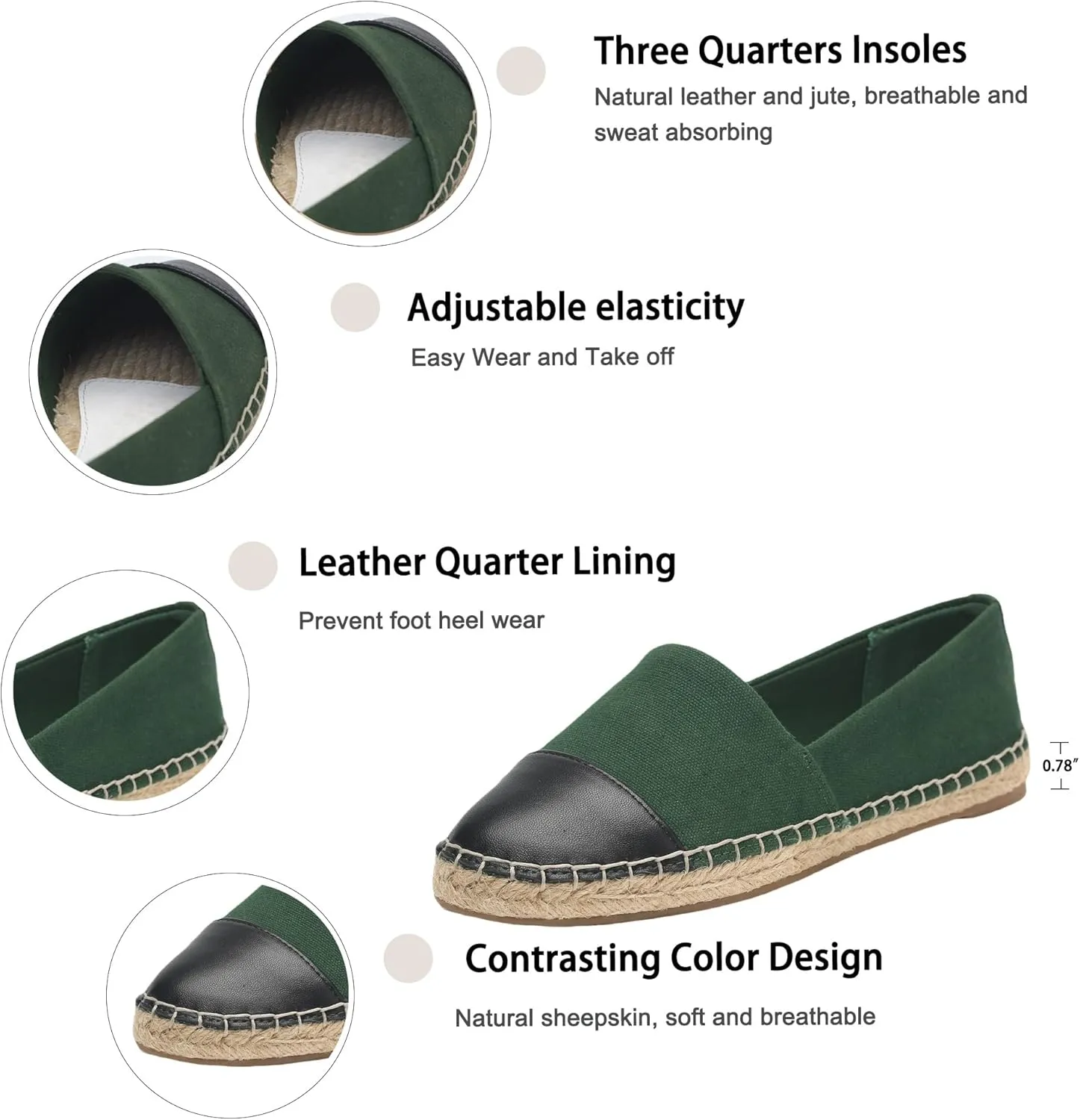 Womens Espadrille Flats Round Toe Slip on Comfortable Loafer Flats Classic Beige Canvas Flats Breathable Casual Shoes