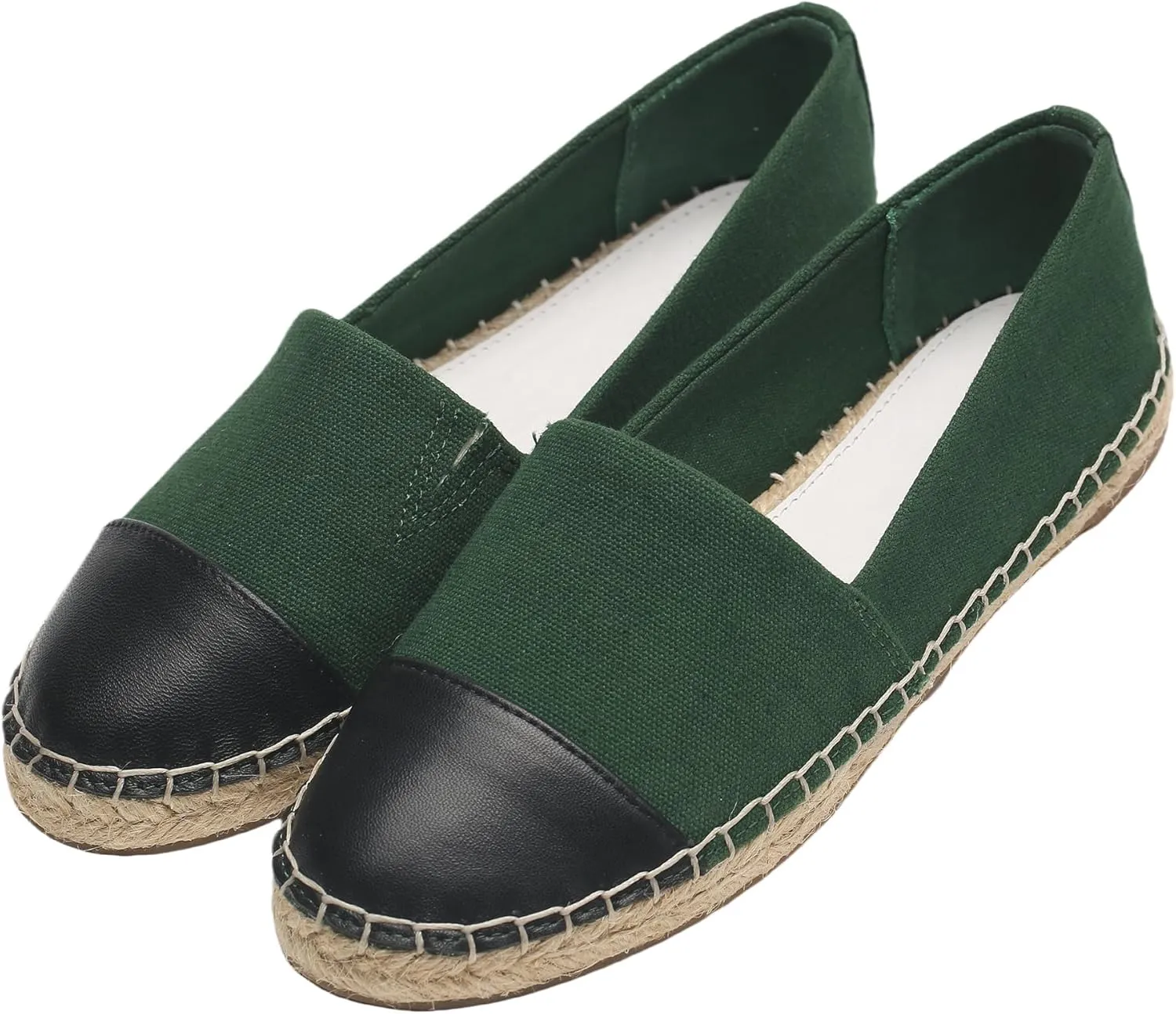 Womens Espadrille Flats Round Toe Slip on Comfortable Loafer Flats Classic Beige Canvas Flats Breathable Casual Shoes