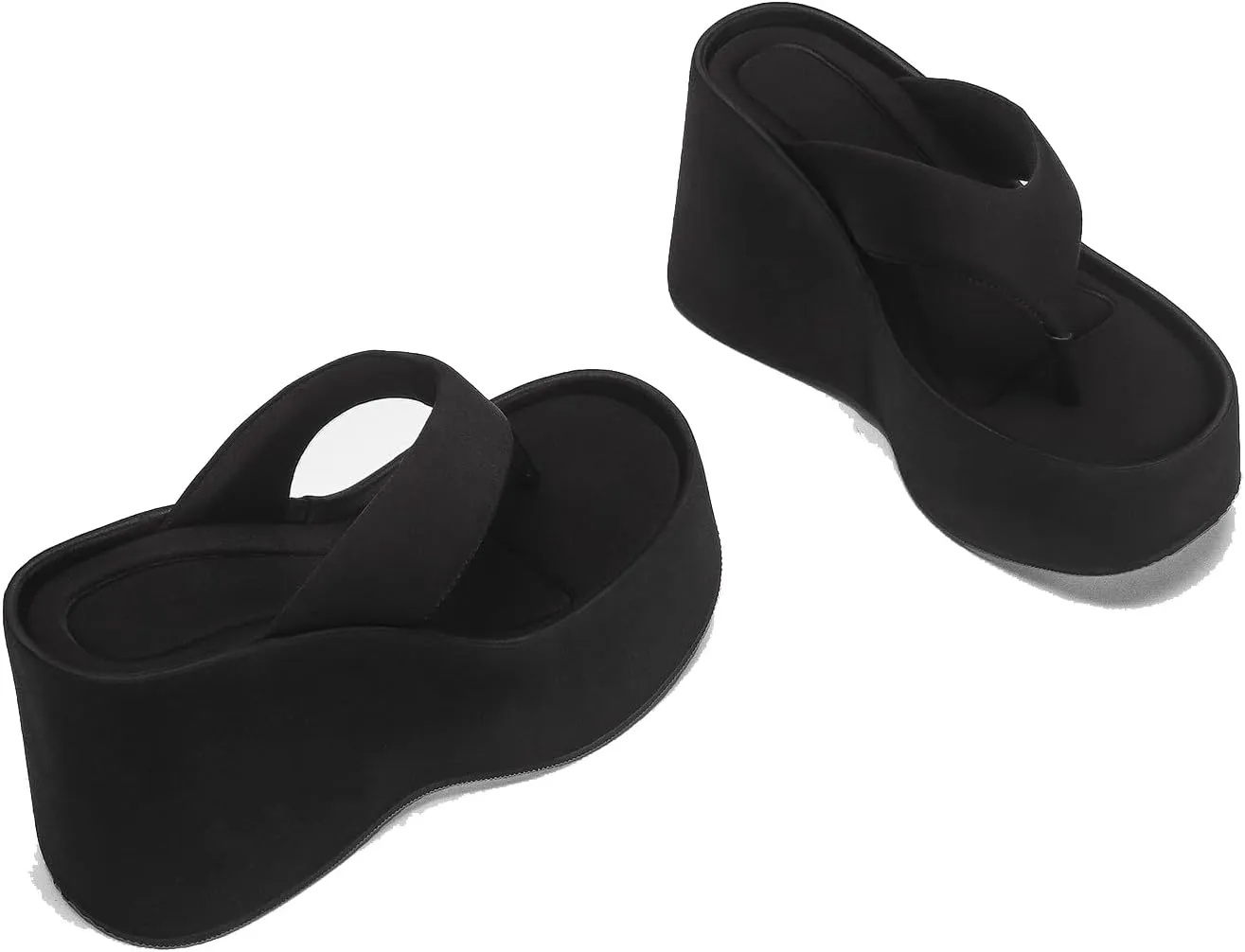 Women's Lace-Up Platform Wedge Sandals  Peep Toe Slip-On Flip Flops, Stylish Summer Beach & Vacation Shoes