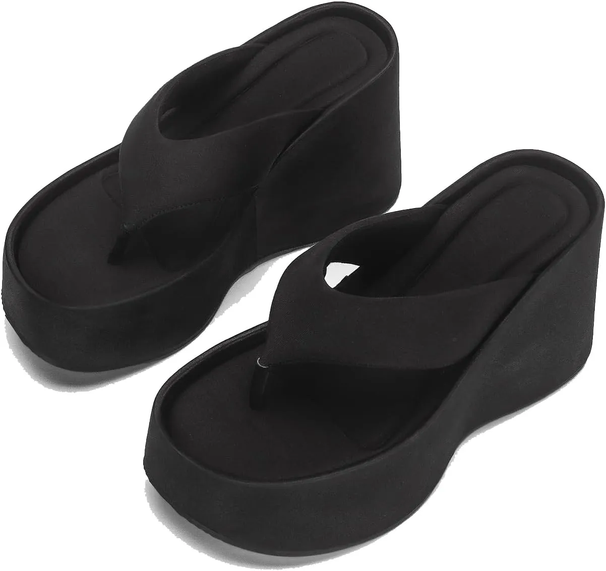 Women's Lace-Up Platform Wedge Sandals  Peep Toe Slip-On Flip Flops, Stylish Summer Beach & Vacation Shoes
