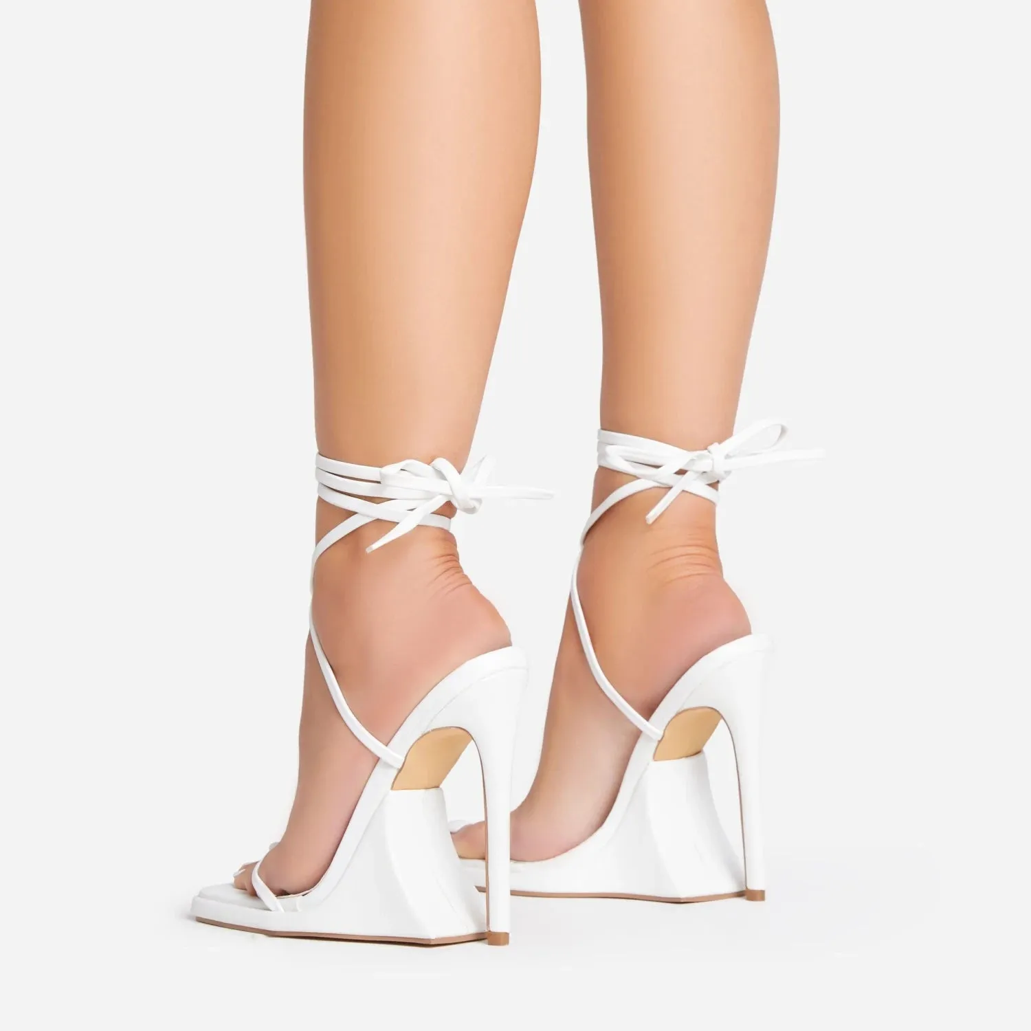 Women's Lace Up Sculptured Platform Heels Strappy Sandals