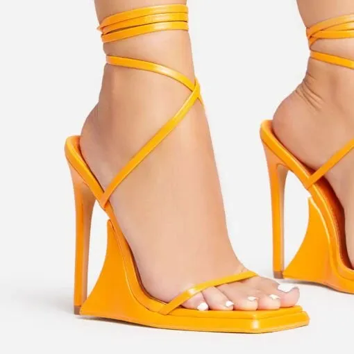 Women's Lace Up Sculptured Platform Heels Strappy Sandals