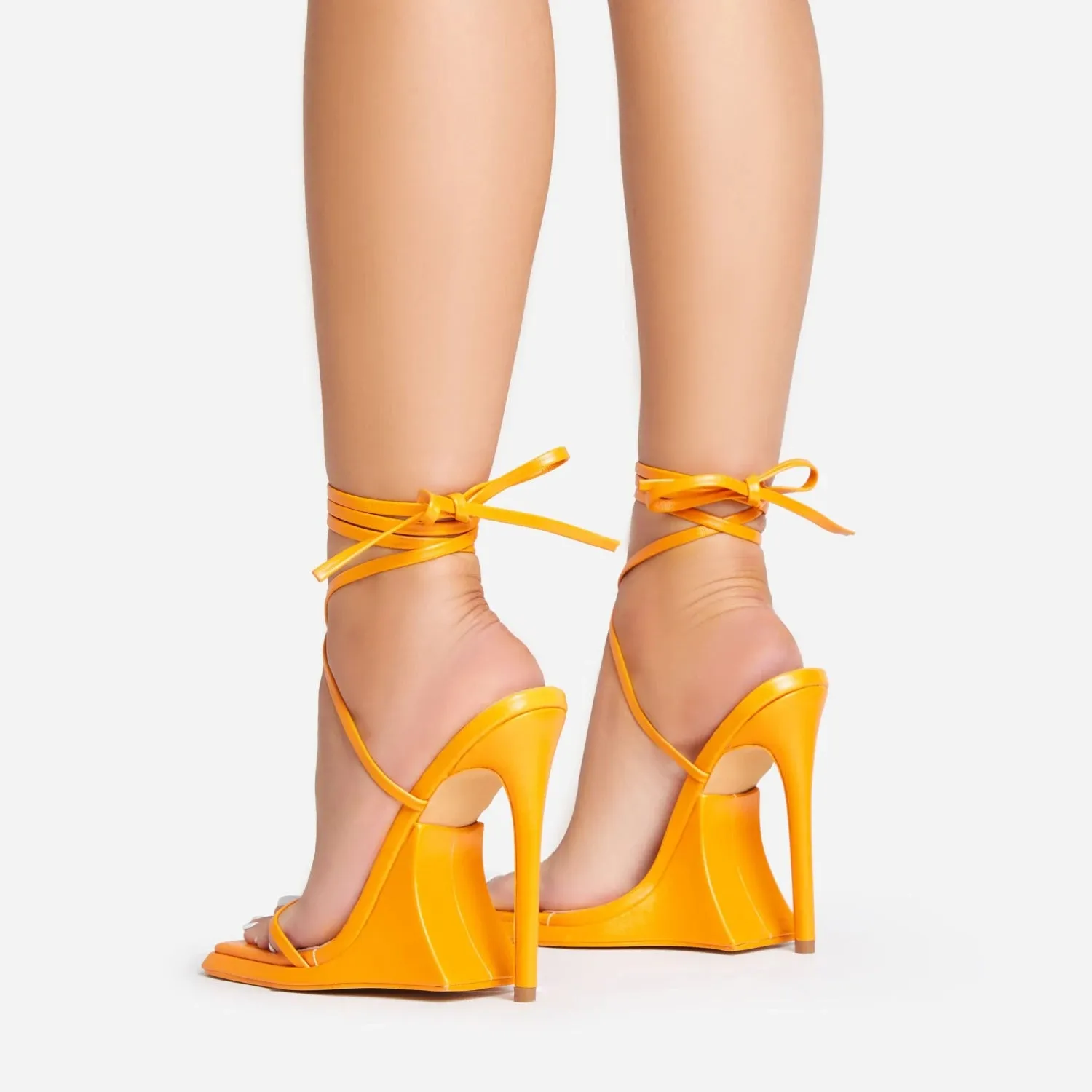 Women's Lace Up Sculptured Platform Heels Strappy Sandals