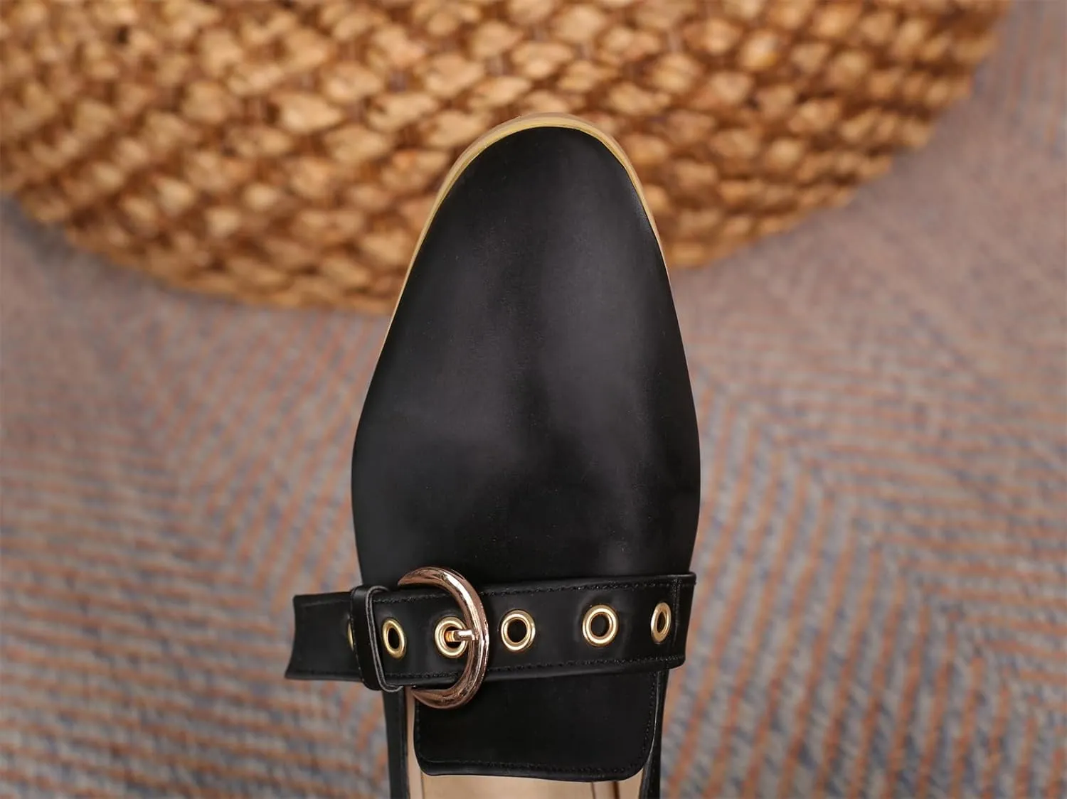 Women's Pointed Closed Toe Pump Loafers Pull-On Chunky Low Heel Metallic Buckle Classic Western Work Office Dress Casual Shoes Comfort Business Party Dating Shopping Daily Wear Pumps