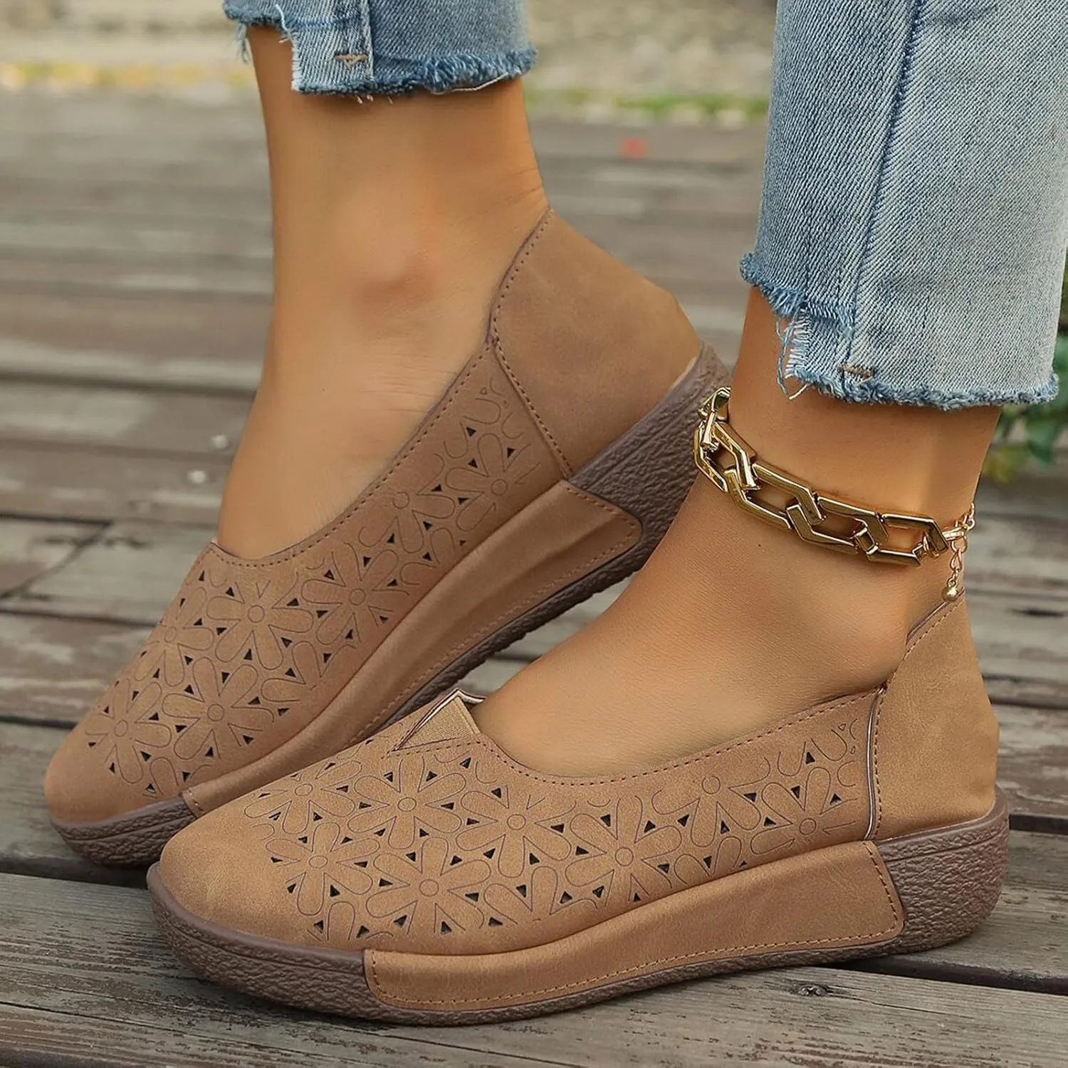 Women's Summer Sandals Large Size Hollow Out Flowers Single Shoes Comfortable One Foot Stirrups Soft Flat Shoes