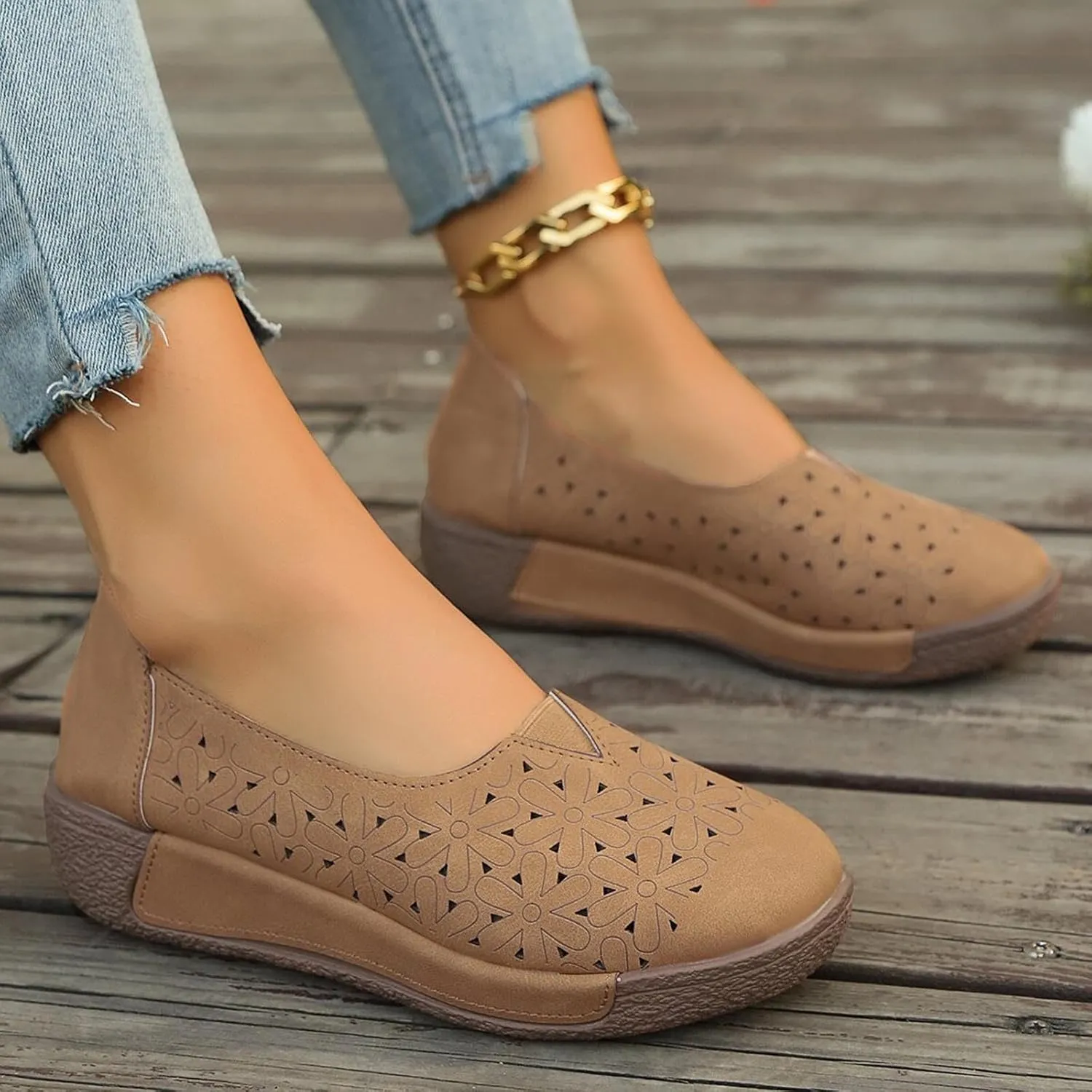 Women's Summer Sandals Large Size Hollow Out Flowers Single Shoes Comfortable One Foot Stirrups Soft Flat Shoes