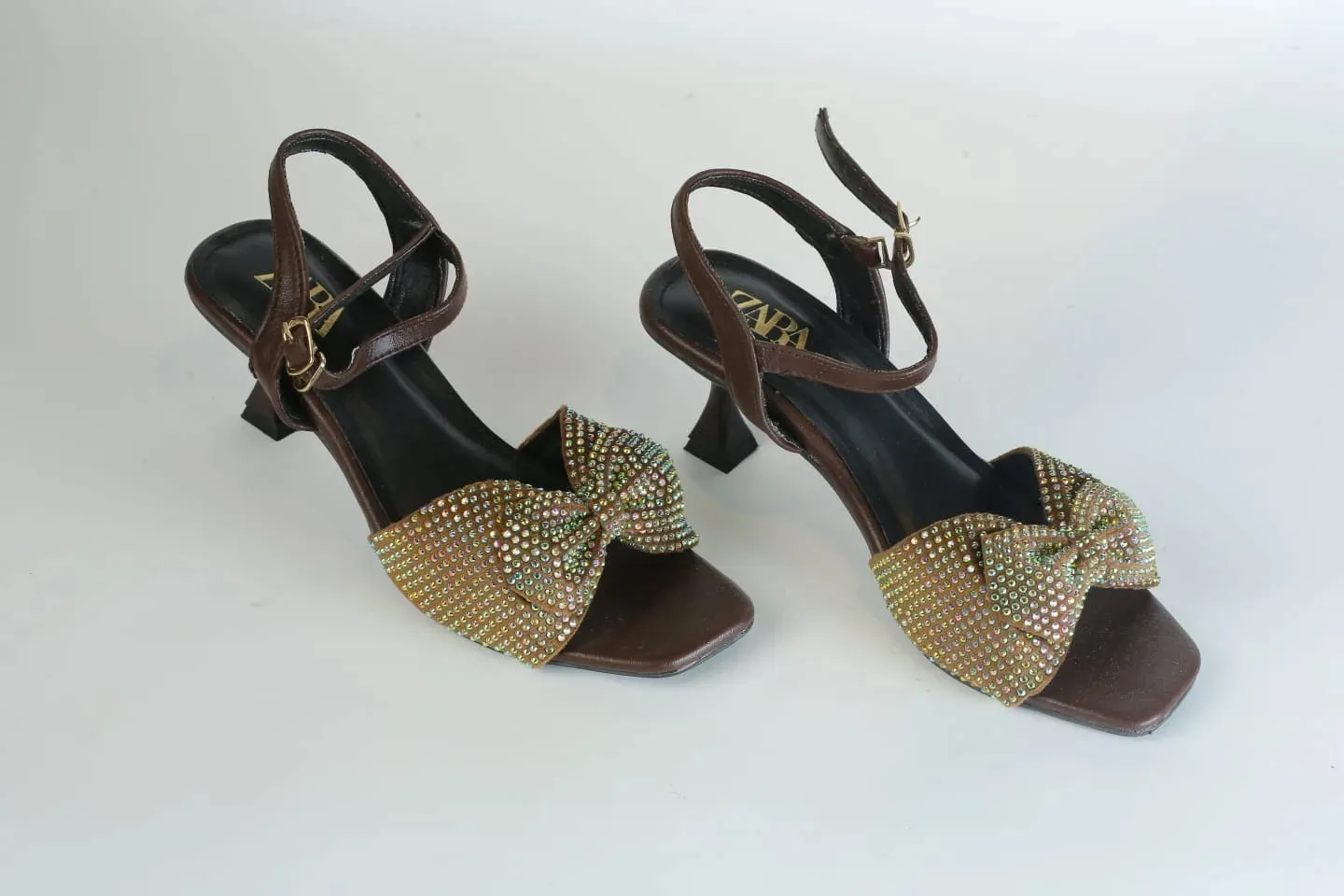 ZARA BOW FANCY SANDALS - BROWN