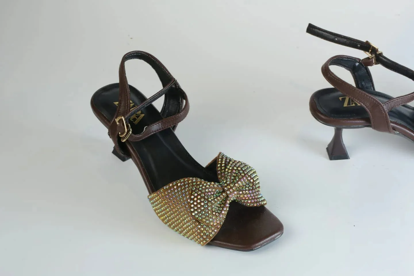 ZARA BOW FANCY SANDALS - BROWN