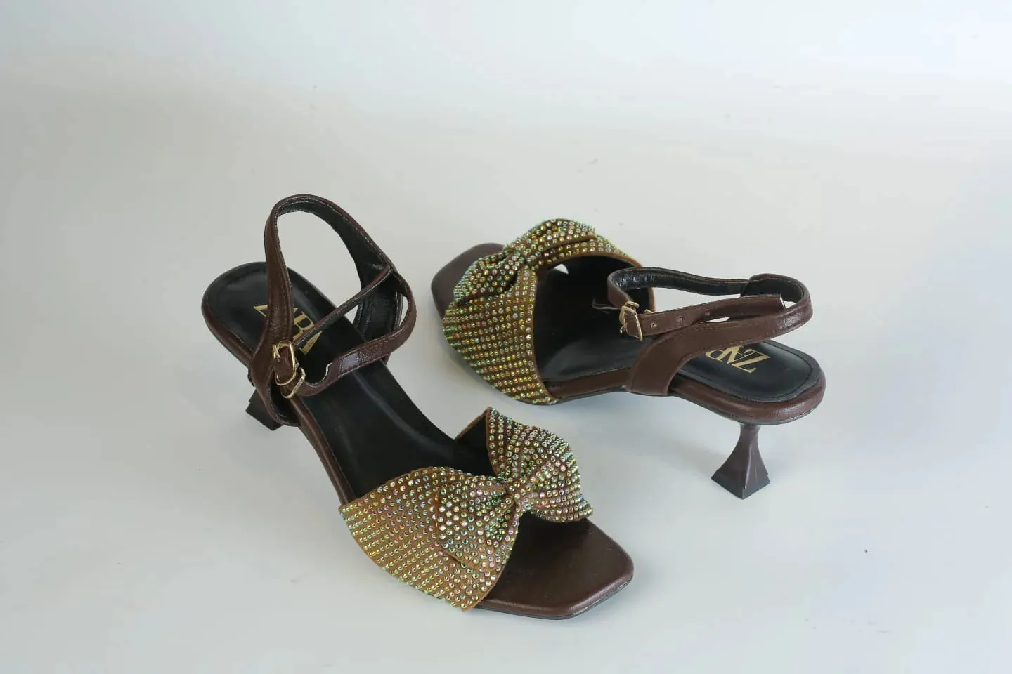 ZARA BOW FANCY SANDALS - BROWN